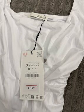 White Zara Ruched bodysuit with Tag